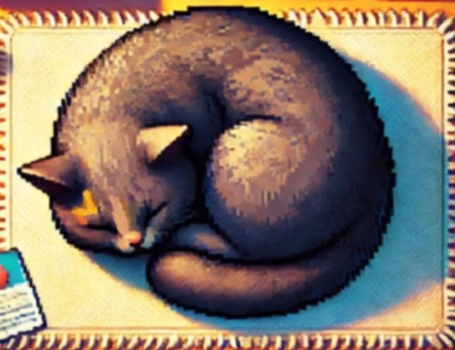 蜷缩猫咪插画