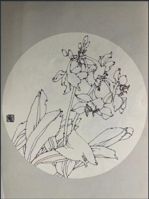 国画《花鸟白描》