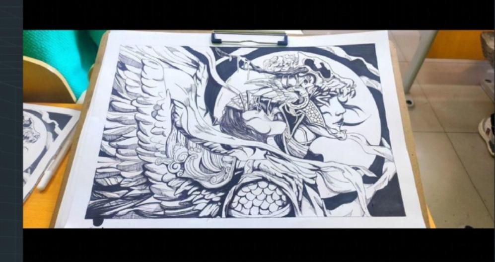龙骨头盔女武神手绘